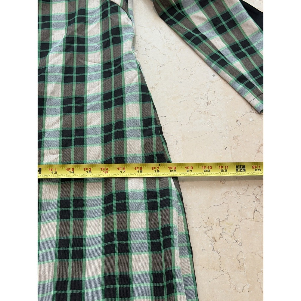 Julia Allert Size Medium Green Plaid Midi Dress Dark Academia Fall Pockets NWT - Picture 11 of 12